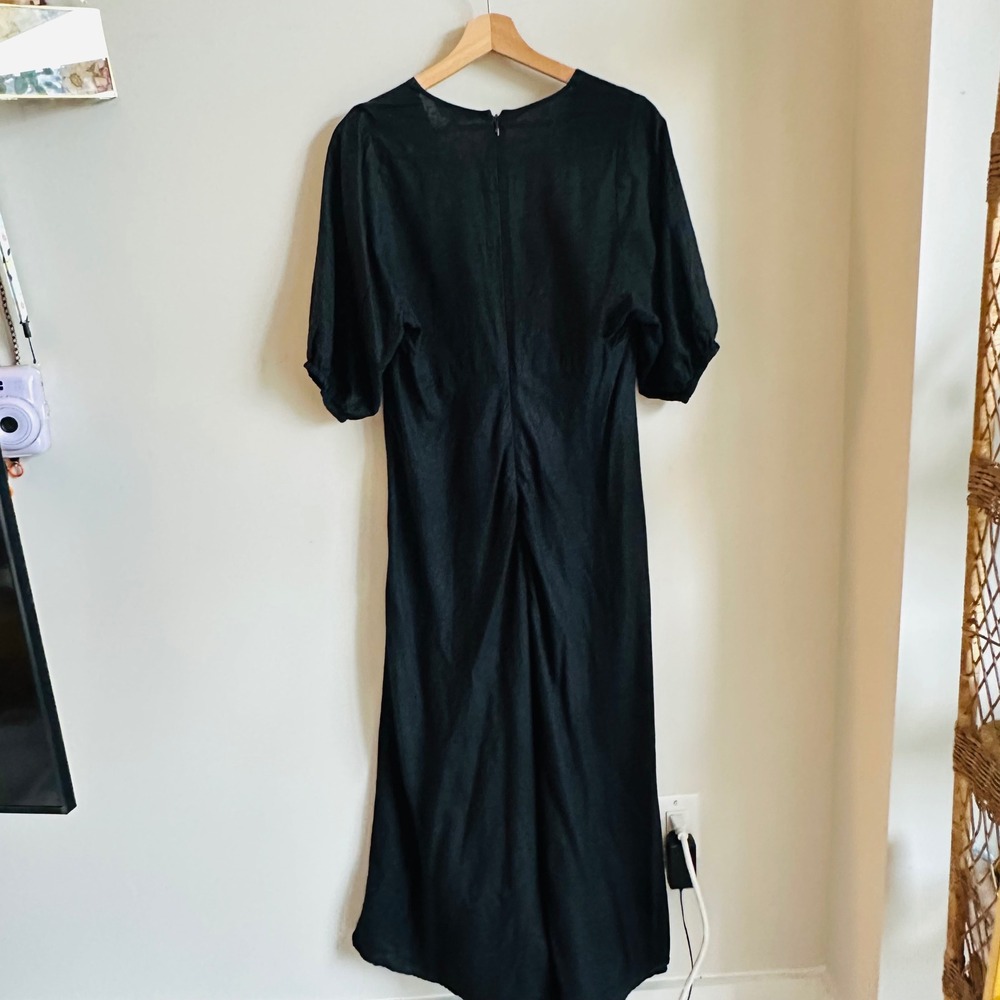 Ripe Maternity Camille Dress – Black Knot Front Empire Waist Midi – Size Medium - Picture 9 of 11